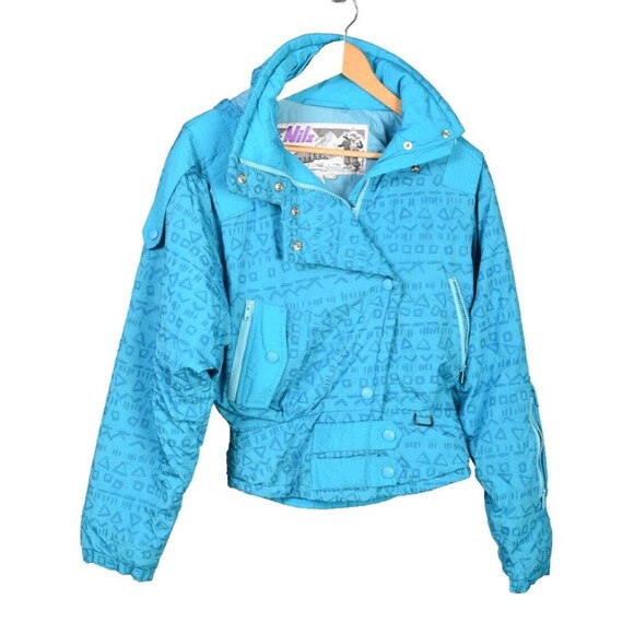 Womens Vtg Nils Turquoise Parka Winter Ski Water Resitstant Jacket Coat Size 8 - Picture 2 of 5